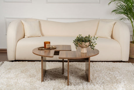 Runder Couchtisch Moari Walnuss Melamin 90 cm 