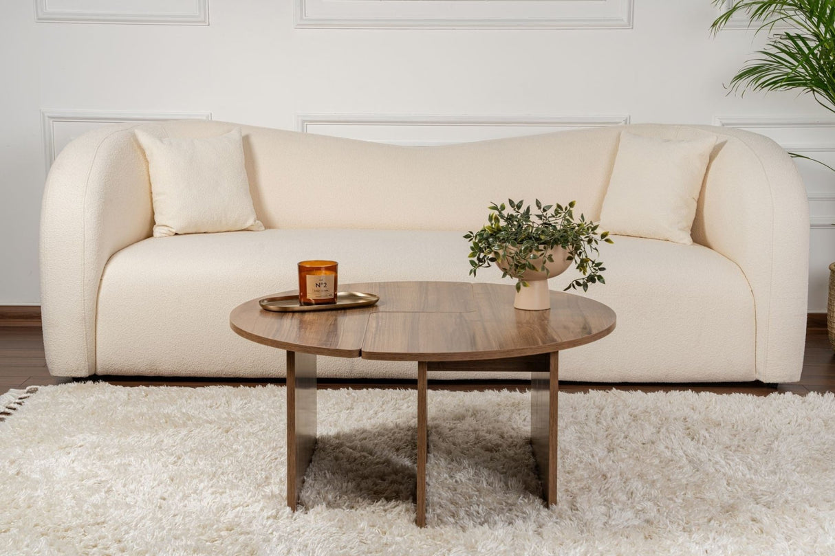 Runder Couchtisch Moari Walnuss Melamin 90 cm 