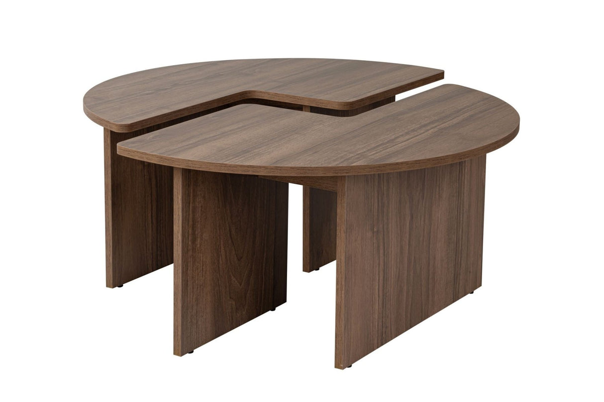 Runder Couchtisch Moari Walnuss Melamin 90 cm 