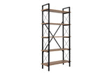 Boekenkasten - Industriële boekenkast dennenhout melamine Ely - zwart frame - 180x90 cm - Dimehouse
