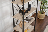 Boekenkasten - Industriële boekenkast travertin melamine Ely - zwart frame - 180x90 cm - Dimehouse