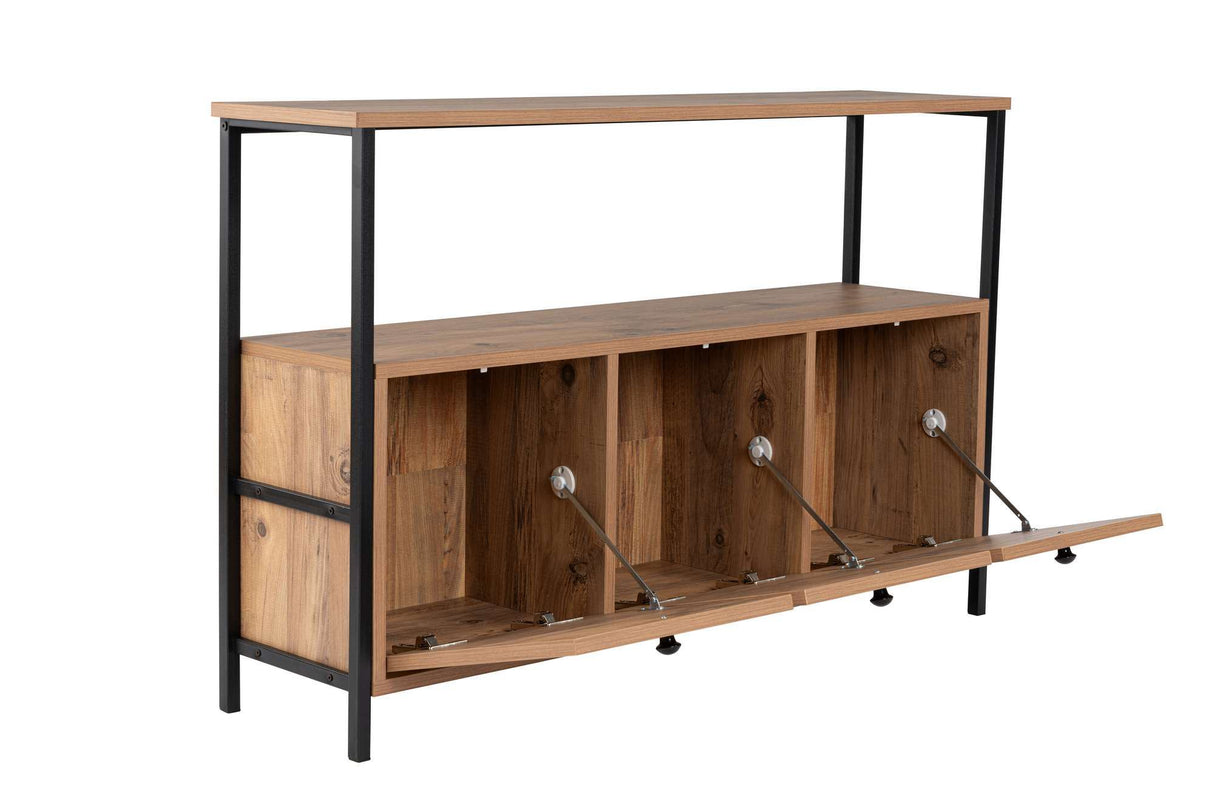 Sideboard Atlantische Kiefer Saloce - Schwarzer Rahmen - Drei Fächer - 120x77 cm 