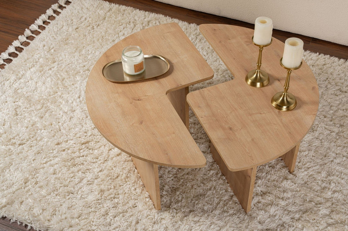 Runder Couchtisch Moari Eichenholz Melamin 90 cm 