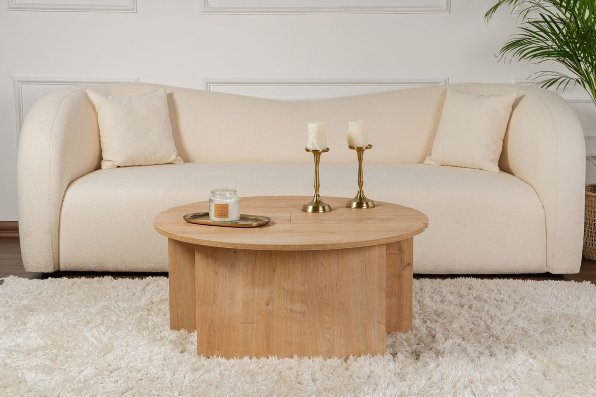 Runder Couchtisch Moari Eichenholz Melamin 90 cm 