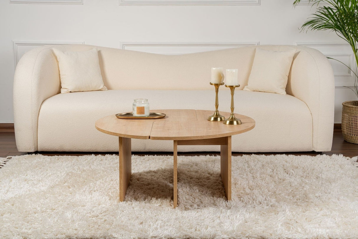 Runder Couchtisch Moari Eichenholz Melamin 90 cm 