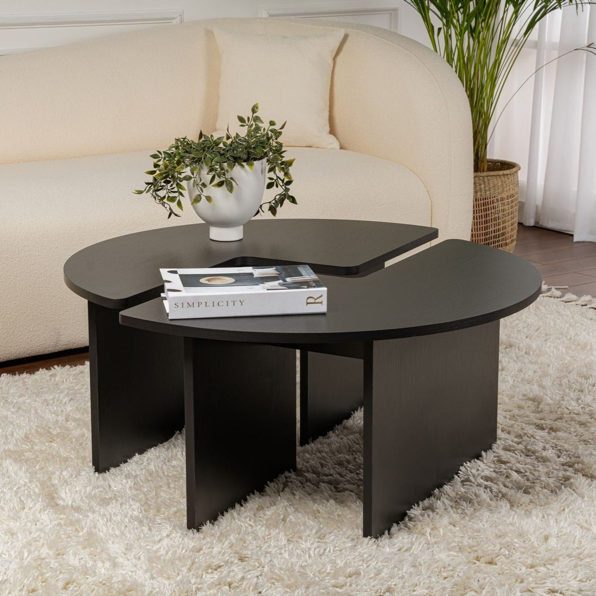Runder Couchtisch Moari Schwarz Melamin 90 cm 
