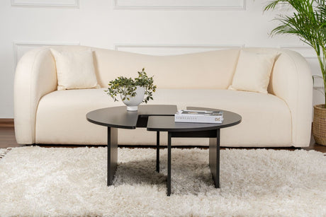 Runder Couchtisch Moari Schwarz Melamin 90 cm 