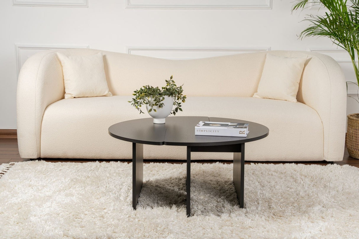 Runder Couchtisch Moari Schwarz Melamin 90 cm 