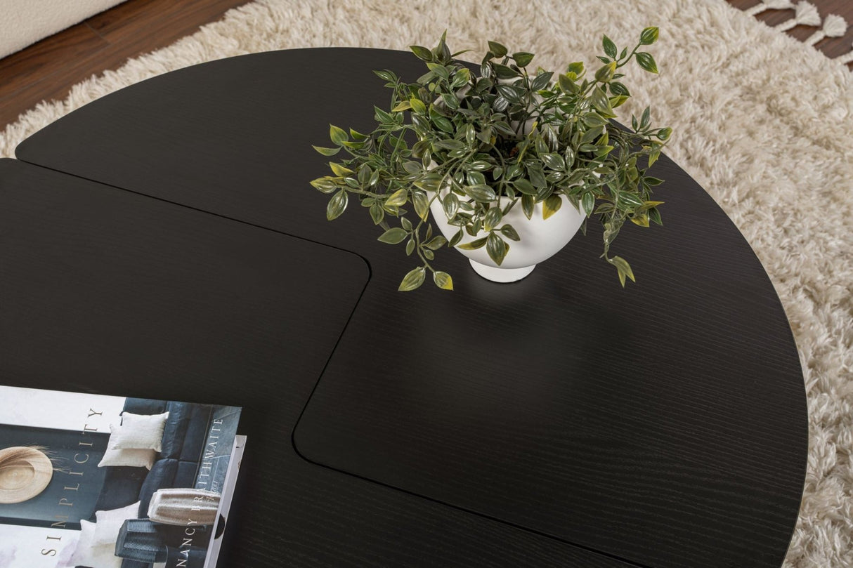 Runder Couchtisch Moari Schwarz Melamin 90 cm 