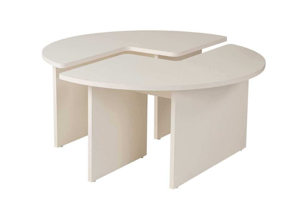Runder Couchtisch Moari Holzoptik Weiß Melamin 90 cm 