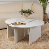 Runder Couchtisch Moari Weiß Melamin 90 cm 