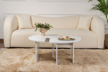 Runder Couchtisch Moari Weiß Melamin 90 cm 