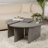 Runder Couchtisch Moari Beton Look Grau Melamin 90 cm 