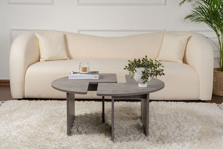 Runder Couchtisch Moari Beton Look Grau Melamin 90 cm 