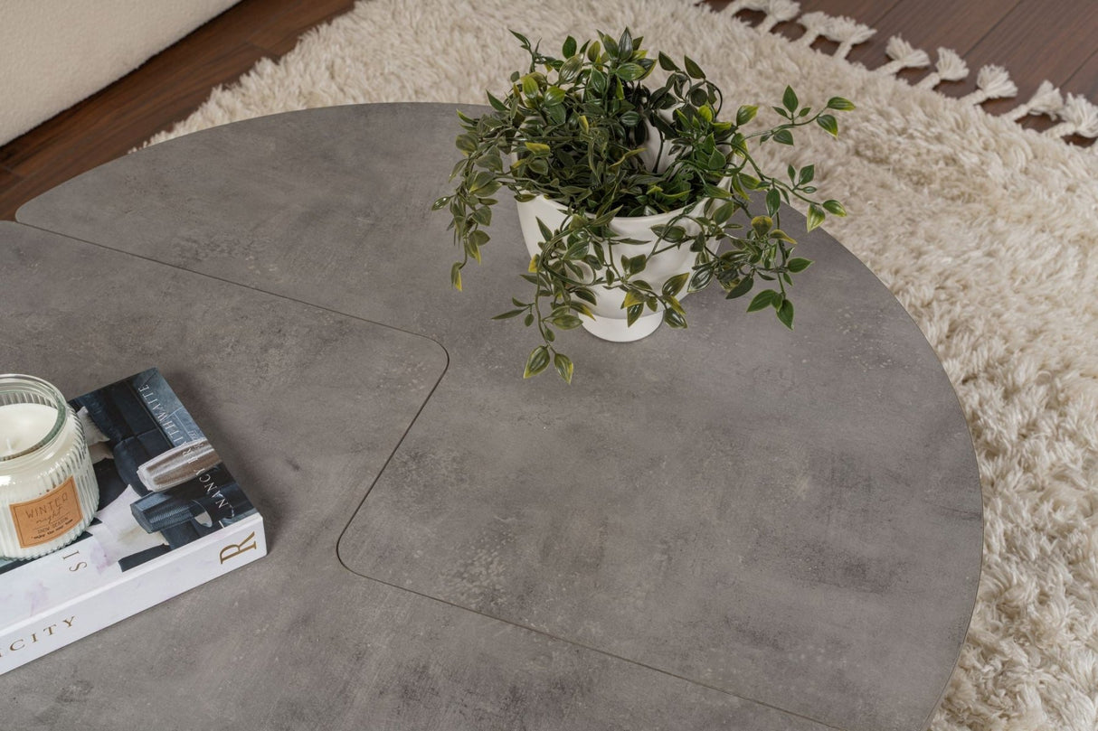 Runder Couchtisch Moari Beton Look Grau Melamin 90 cm 
