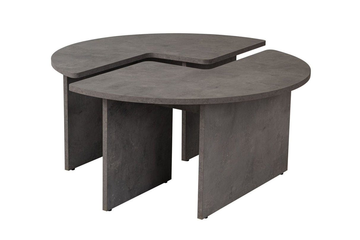 Runder Couchtisch Moari Beton Look Grau Melamin 90 cm 