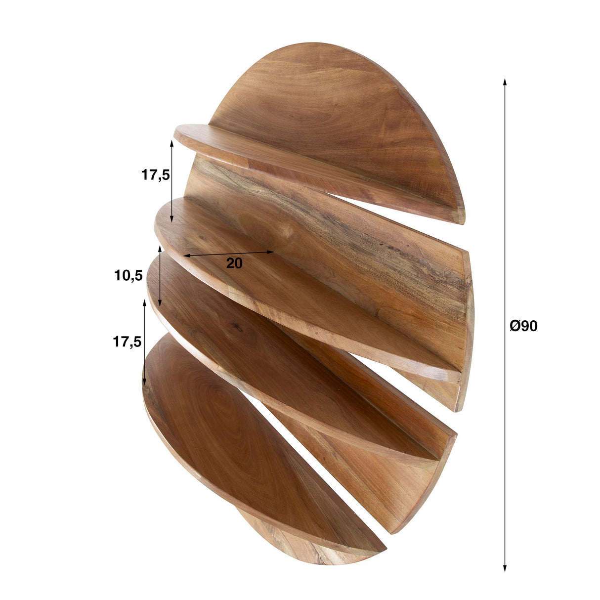 Rundes Wandregal Binc Holz natur 