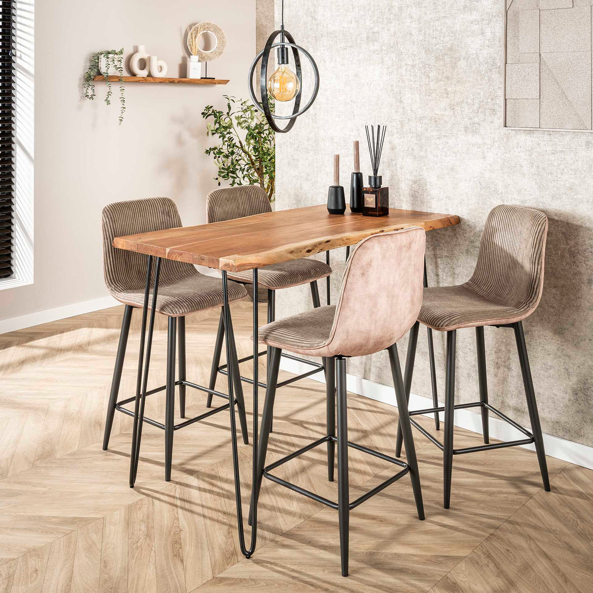 Industrielle Bartisch Akazienholz Elin 130 cm
