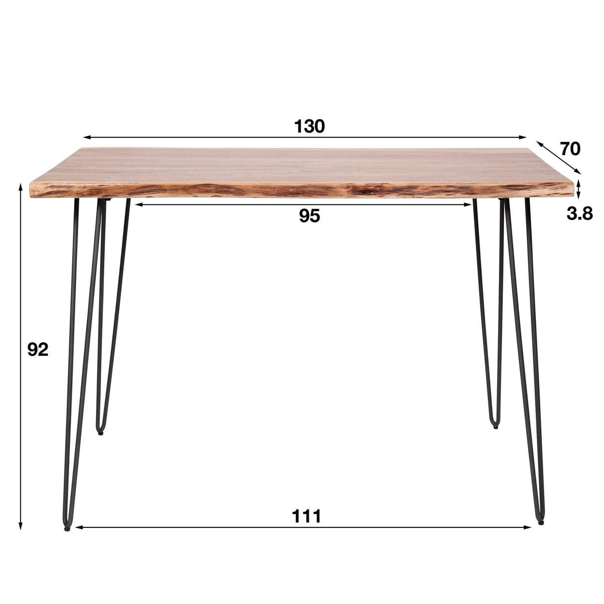 Industrielle Bartisch Akazienholz Elin 130 cm