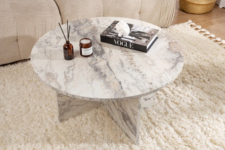 Runder Couchtisch Armo Marmoroptik 80 cm 