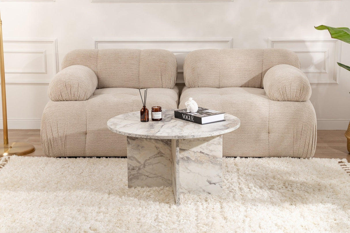 Runder Couchtisch Armo Marmoroptik 80 cm 