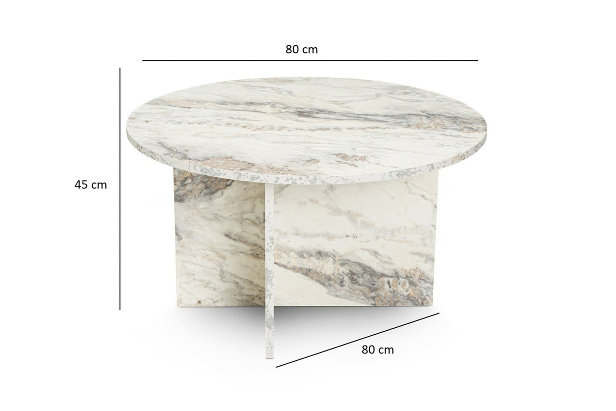 Runder Couchtisch Armo Marmoroptik 80 cm 
