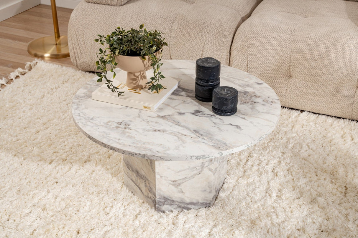 Runder Couchtisch Vano Marmoroptik 80 cm 