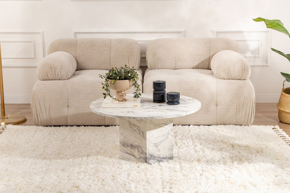Runder Couchtisch Vano Marmoroptik 80 cm 