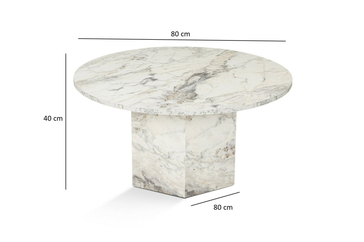 Runder Couchtisch Vano Marmoroptik 80 cm 