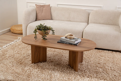 Ovale Couchtisch Holzoptik - 120x60 
