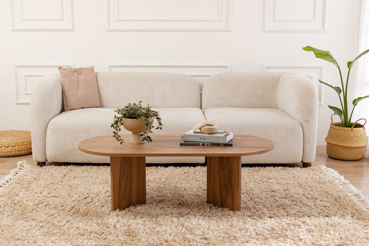 Ovale Couchtisch Holzoptik - 120x60 