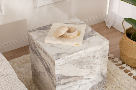 Moderner Beistelltisch Würfel Quadrat Marmoroptik - 45x45x50 cm 