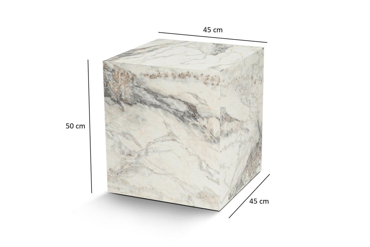 Moderner Beistelltisch Würfel Quadrat Marmoroptik - 45x45x50 cm 