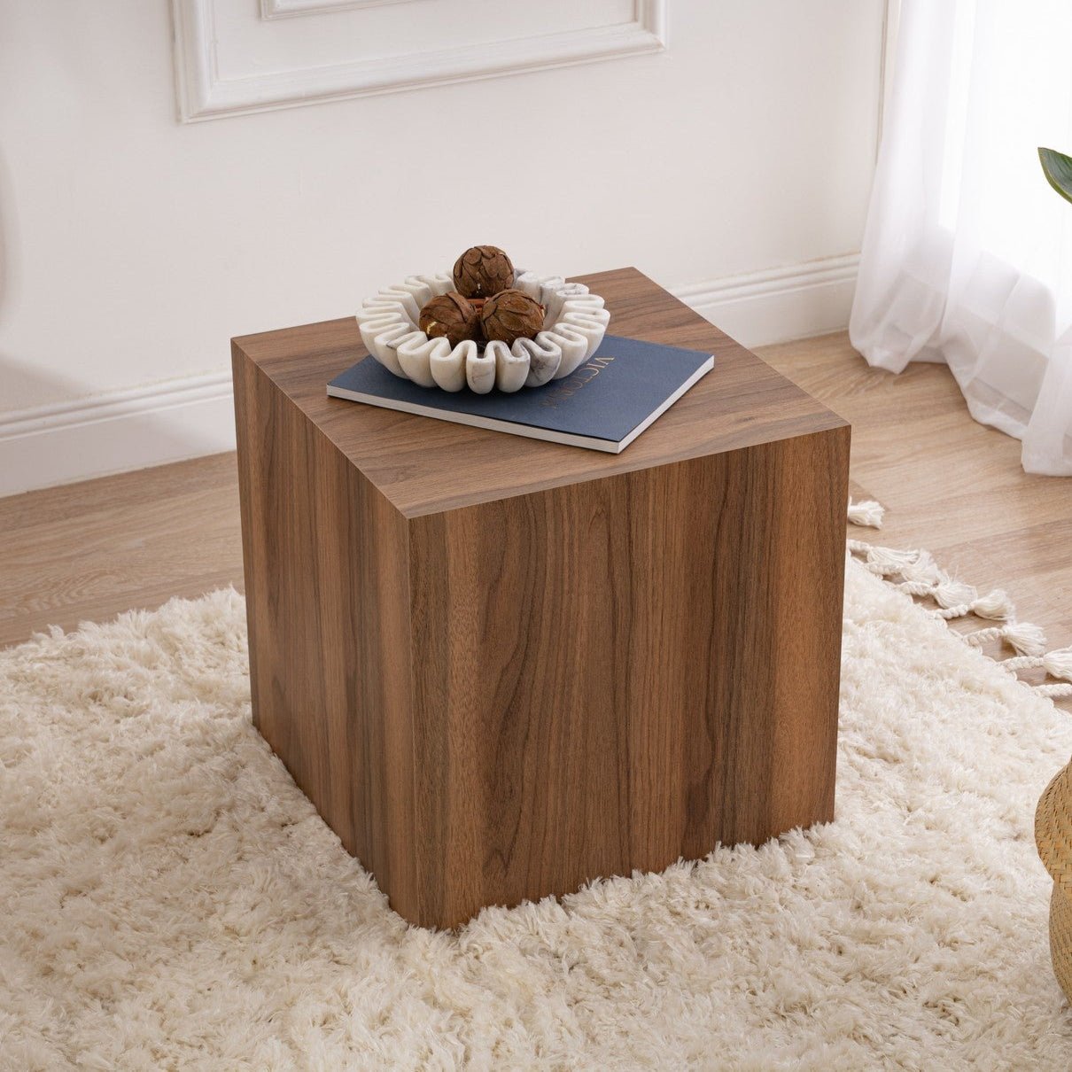 Moderner Beistelltisch Kubus Quadratisch Walnussoptik - 45x45x50 cm 