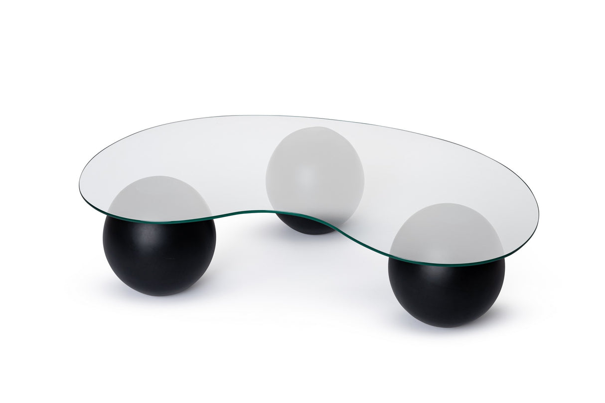 Nierförmiger Couchtisch Organisch - Glas - Schwarzer Rahmen 120x70 cm 