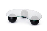 Nierförmiger Couchtisch Organisch - Glas - Schwarzer Rahmen 120x70 cm 