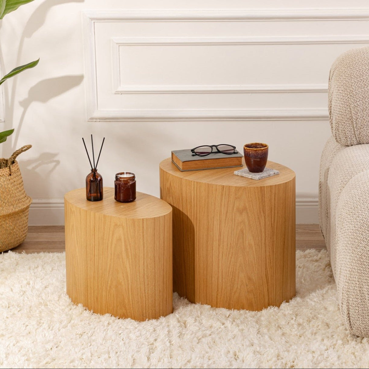 Couchtisch Set von 2 Ileps Eichenholz Optik - 34x40 / 25x33 cm 