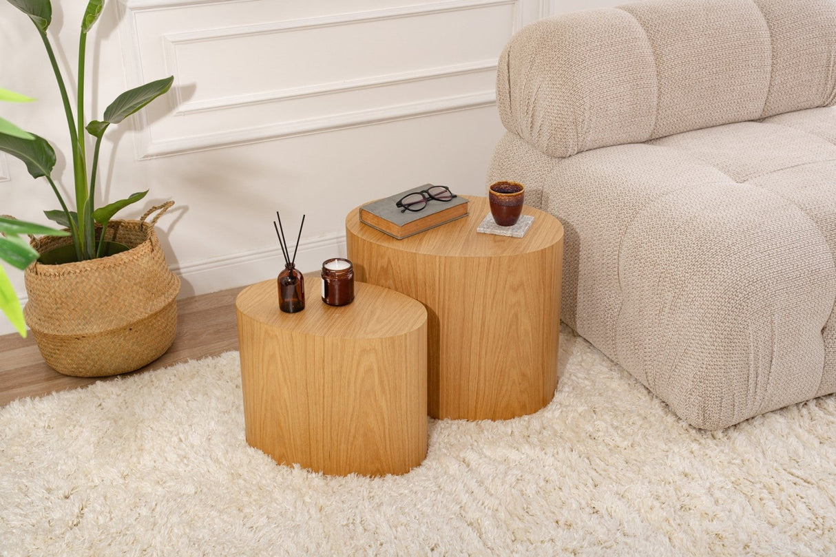Couchtisch Set von 2 Ileps Eichenholz Optik - 34x40 / 25x33 cm 