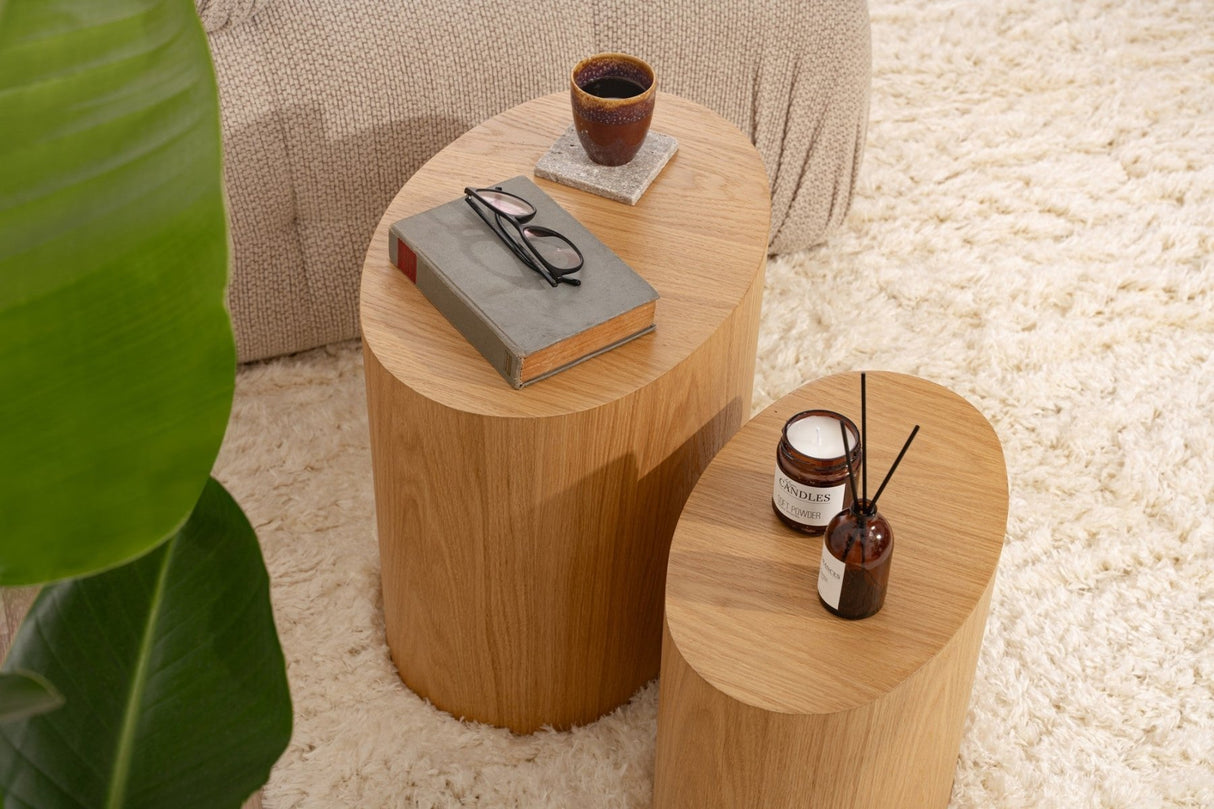 Couchtisch Set von 2 Ileps Eichenholz Optik - 34x40 / 25x33 cm 