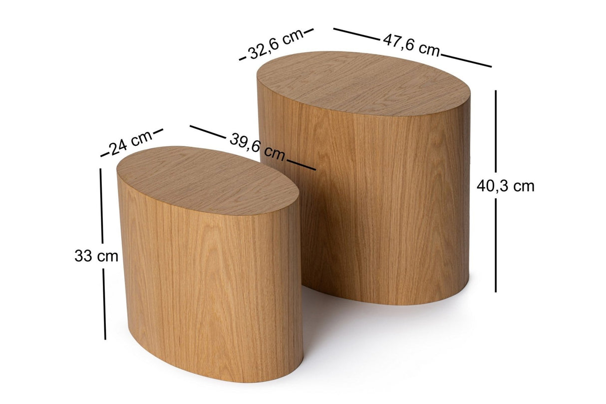 Couchtisch Set von 2 Ileps Eichenholz Optik - 34x40 / 25x33 cm 