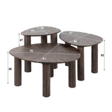 Wohnzimmertisch Set von 3 Myla Dreieckig Teakholz Braun 