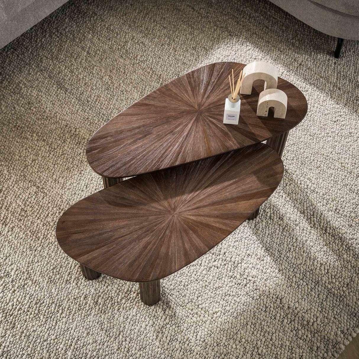 Couchtisch Set von 2 Myla Organisches Teakholz Braun 
