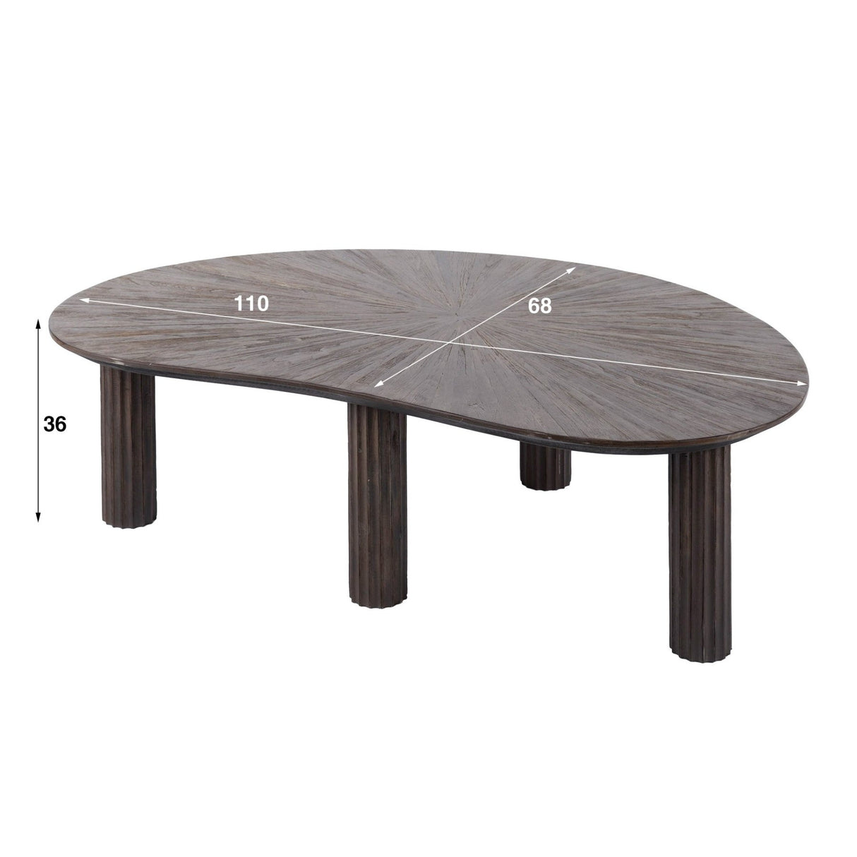 Couchtisch Myla Organisches Teakholz Braun 110 cm 