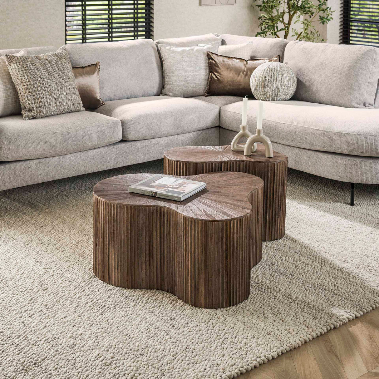 Couchtisch-Set von 2 Myla Organische Form Teakholz Braun 