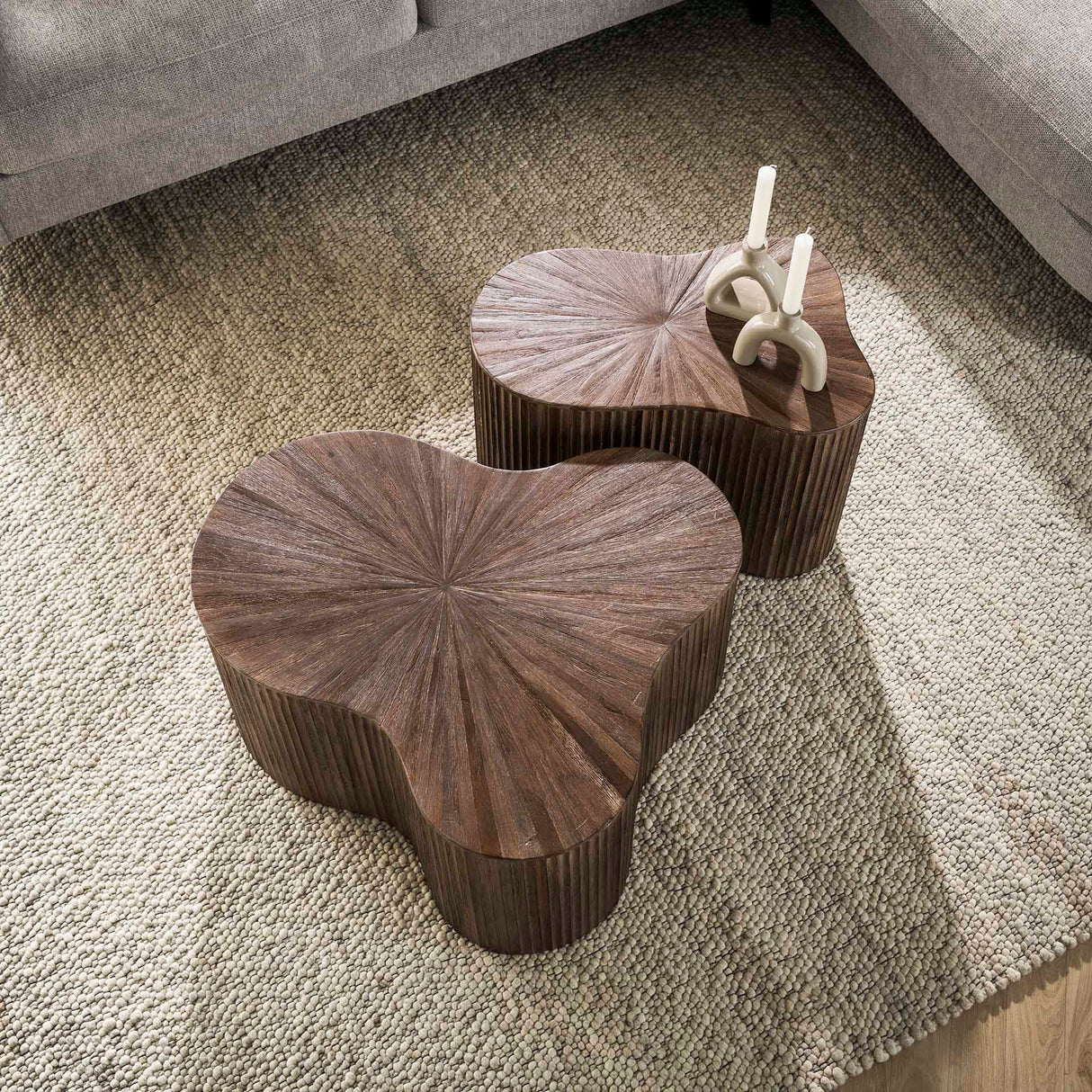 Couchtisch-Set von 2 Myla Organische Form Teakholz Braun 