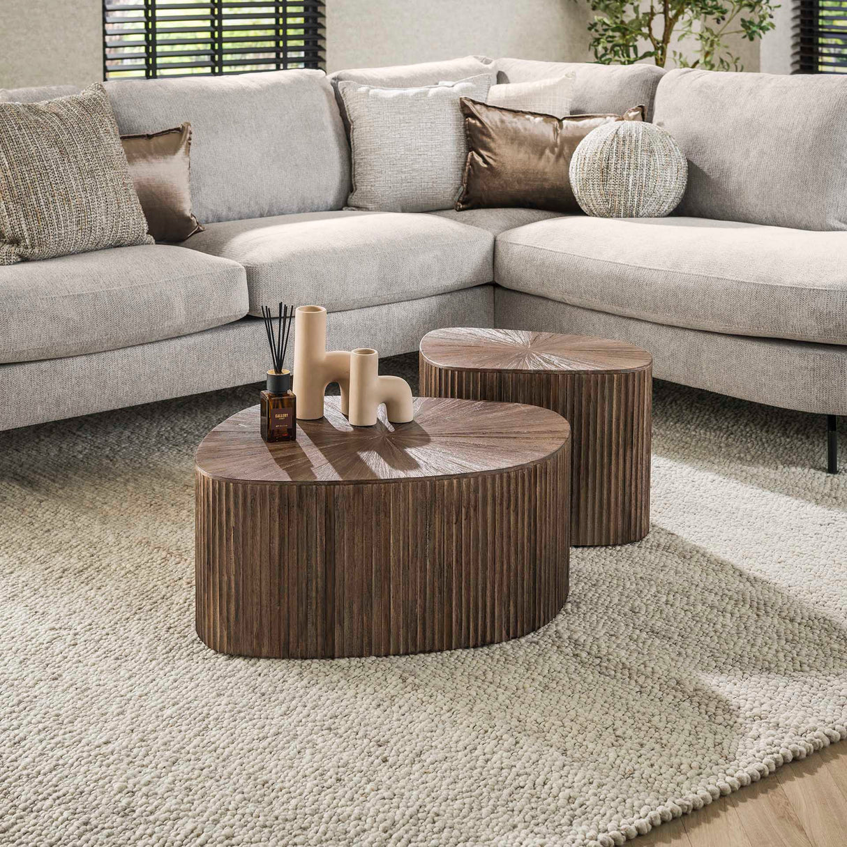 Couchtisch-Set von 2 Myla quadratisch Teakholz Braun 