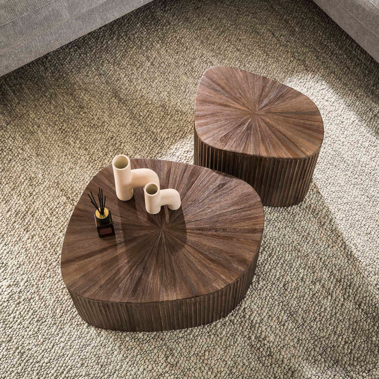 Couchtisch-Set von 2 Myla quadratisch Teakholz Braun 