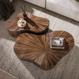 Set mit 2 Bio-Couchtischen aus dunkelbraunem Teakholz Myla