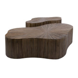 Set mit 2 Bio-Couchtischen aus dunkelbraunem Teakholz Myla
