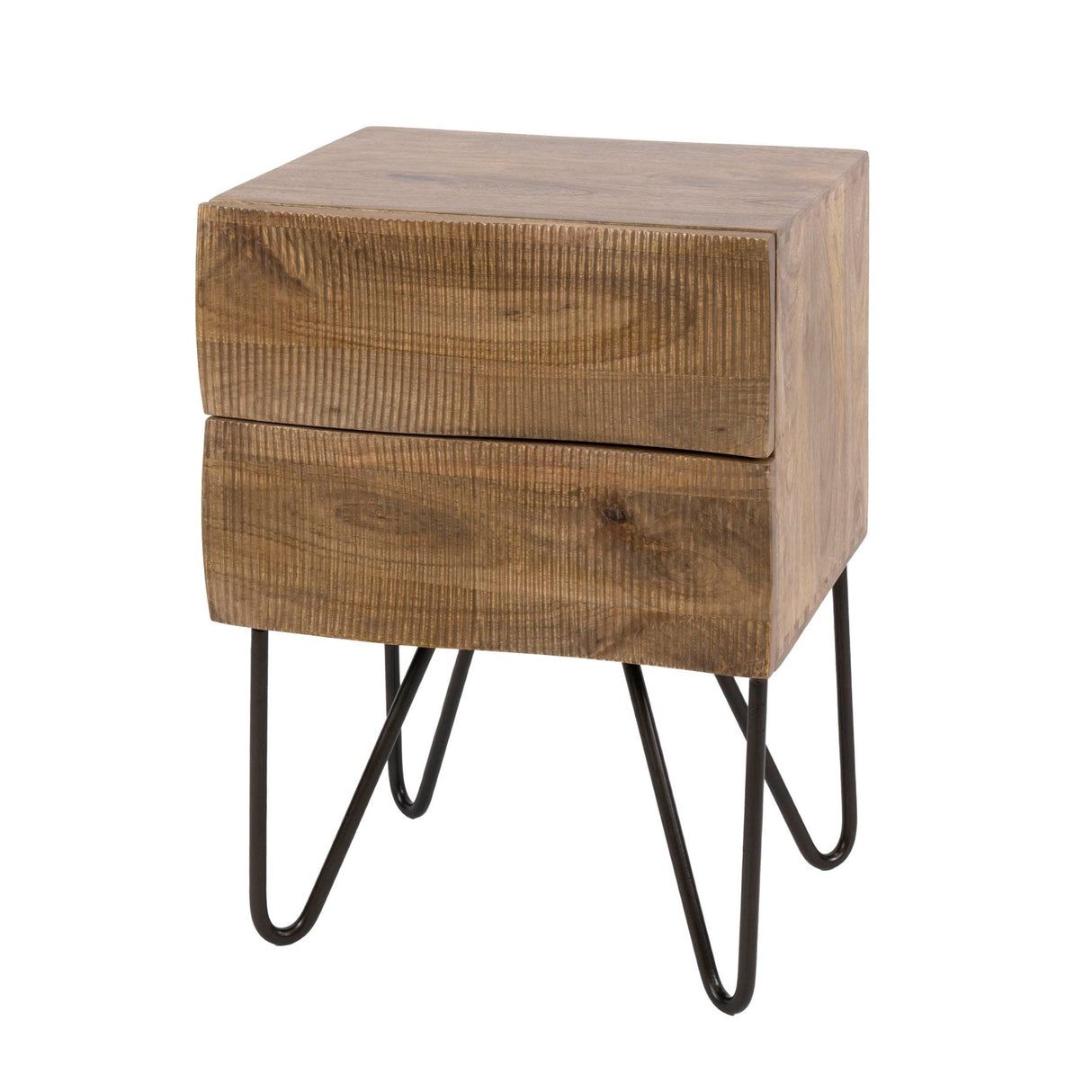 Nachtkastje 2 lades zandkleur mangohout Oona